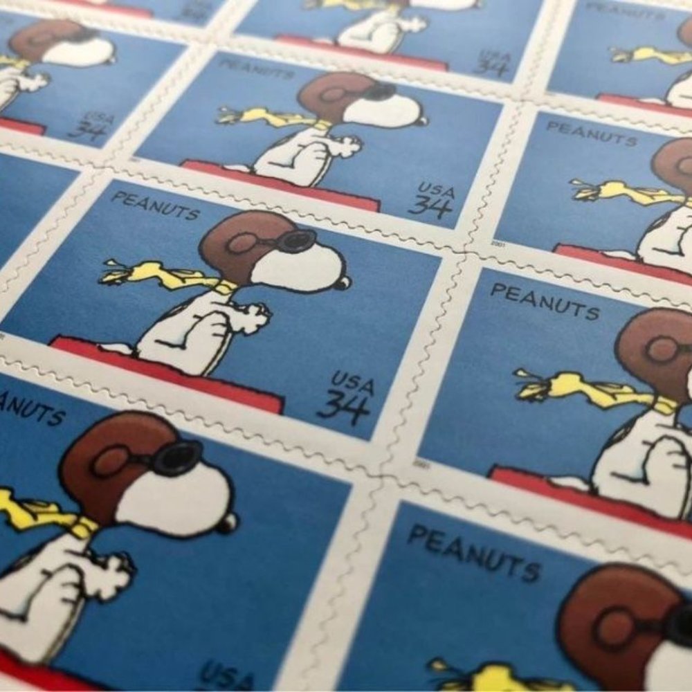 Snoopy Peanuts Postage Stamp Sheet, Unused Vintage USA #3507
